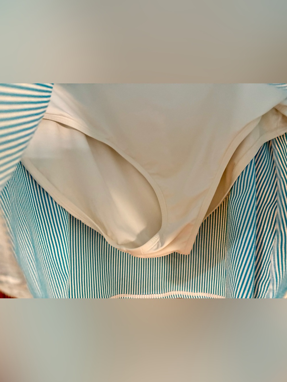 New Draper James Seersucker Blue White Stripe Swim Skirt w/ Panty 16 1X XL - Picture 6 of 6